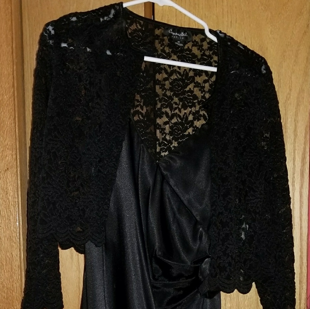 Karina Nites satin dress,with Connected Shrug
